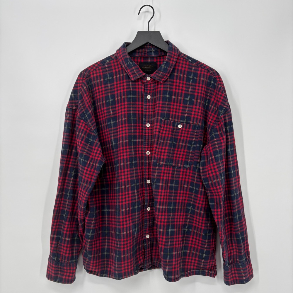 Mens Plaid Flannel Shirt XL Vintage ReMastered Cotton On Long‎ Sleeve Button Up